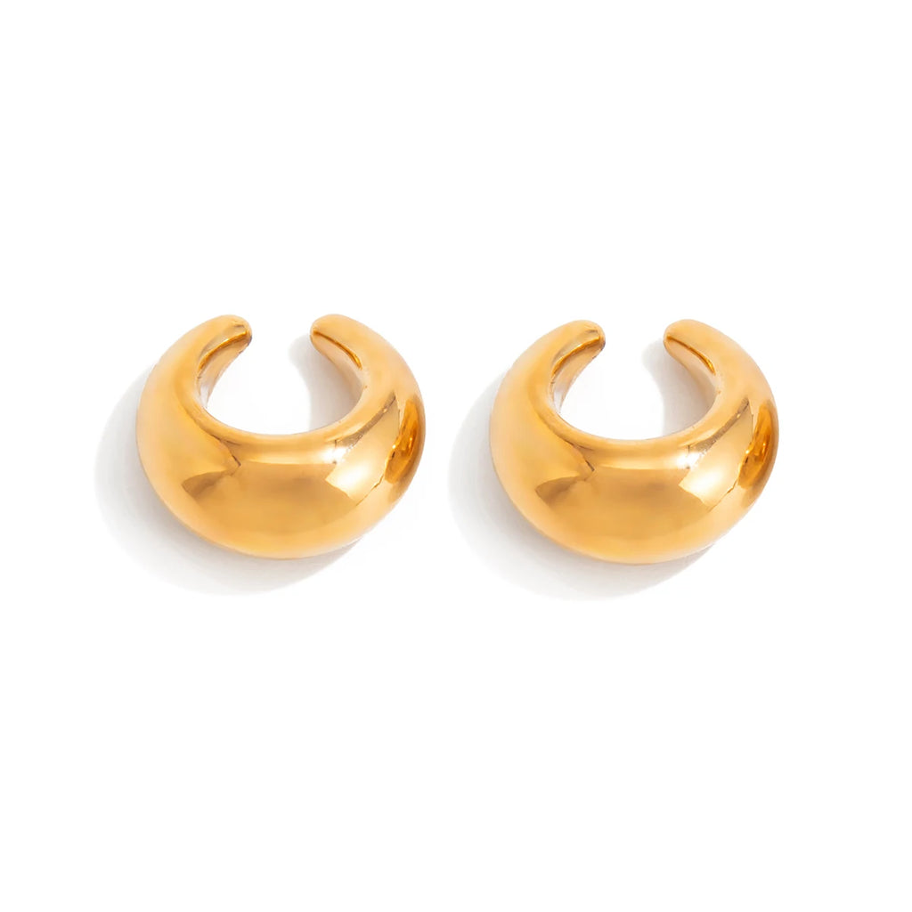 Salircon 2026 New Unique C-Shaped Metal Water Drop Cartilage Ear Clip Women Punk Gold Color Ear Cuff Jewelry Christmas Gifts