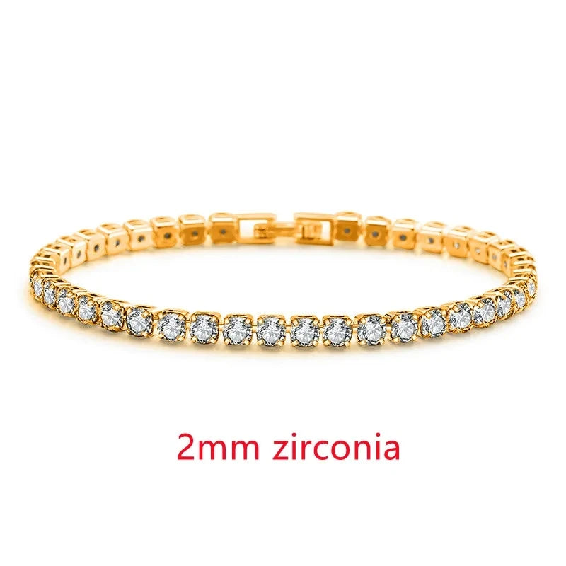 Fashion Zirconia Tennis Bracelet For Women Crystal Charm Designer Tennis Thin Chain Bracelet On Hand Wedding Jewelry