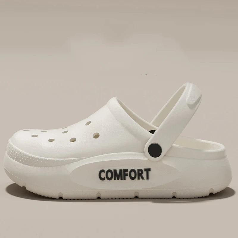 Women's Men's Slippers Summer Anti-Slip Couple Hollow Covered Toe Indoor Outdoor Casual Thick Bottom Sandals for Home Adults