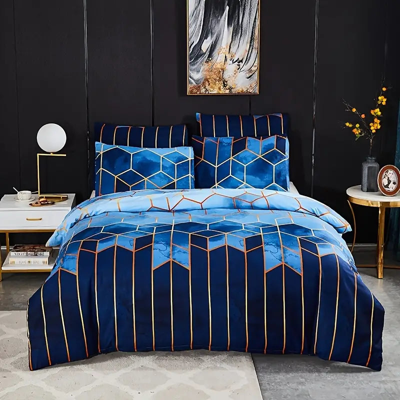 Elegant Geometric Microfiber Bed Set