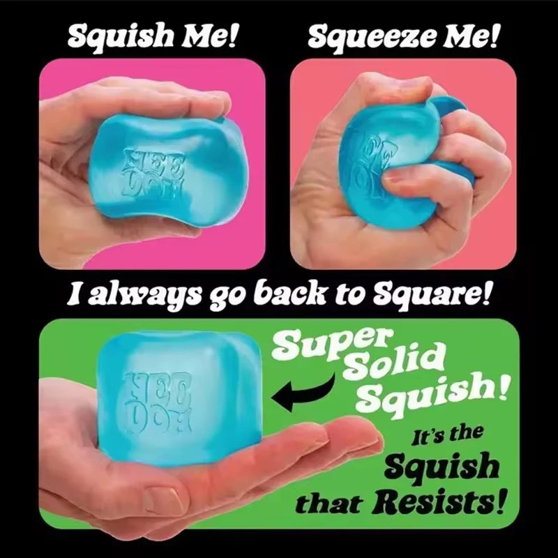 NEW Squishy Cube Fidget Toy –  Stress Relief,  Anxiety &  Focus  Booster, Soft Squeeze, Portable, Kids & Adults Fun, Sensory Toy