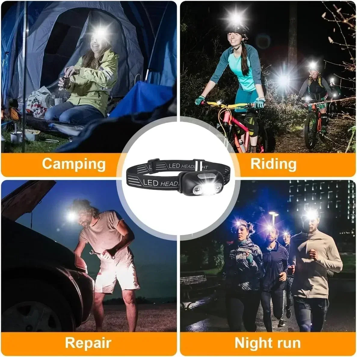 Mini Ultra-bright Sensor Industrial Headlamp USB Rechargeable Head Flashlight for Outdoor Camping Fishing Emergency Lantern