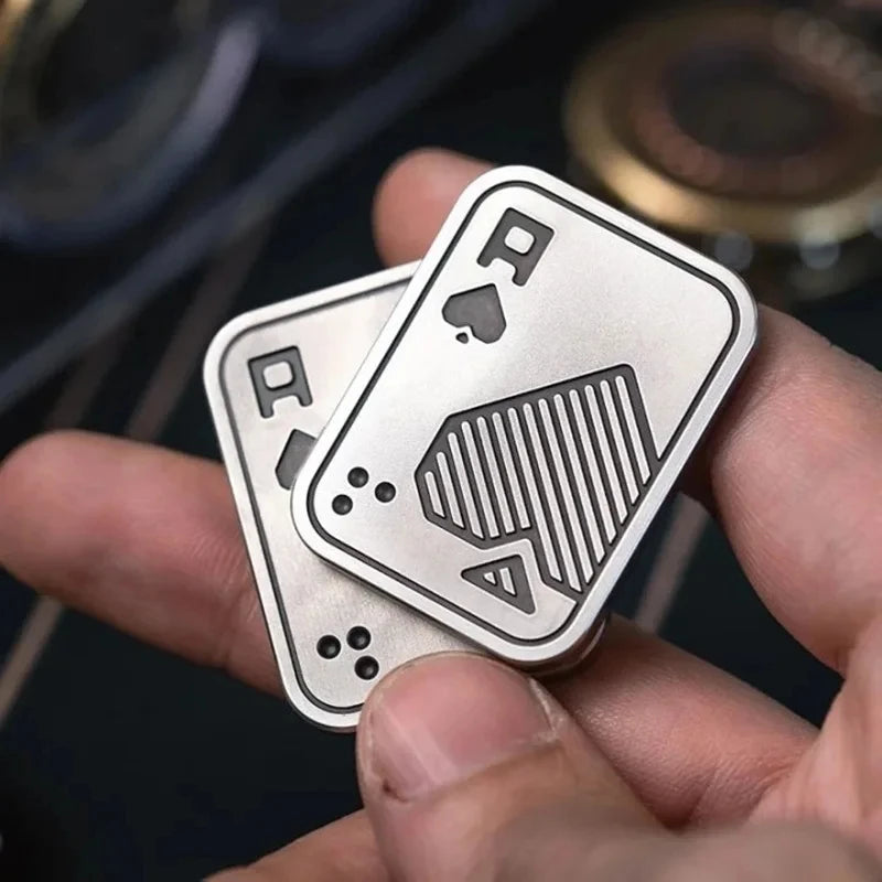Stress Relief Push Card Metal Fingertip EDC Poker A K King Gyro Toy for Office Adults Anti Anxiety Fidget Papa Coin