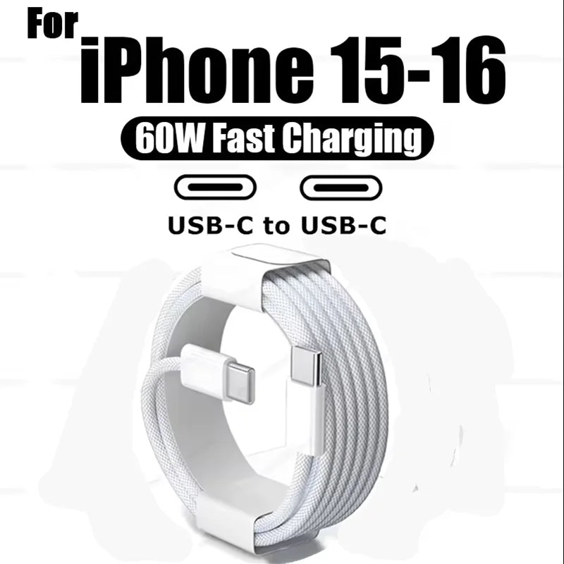Original PD 60W Fast Charger 6A USB C to Type C Cable For Apple iPhone 15/16 Pro MAX Quick Charging For Xiaomi Samsung S24 Cable