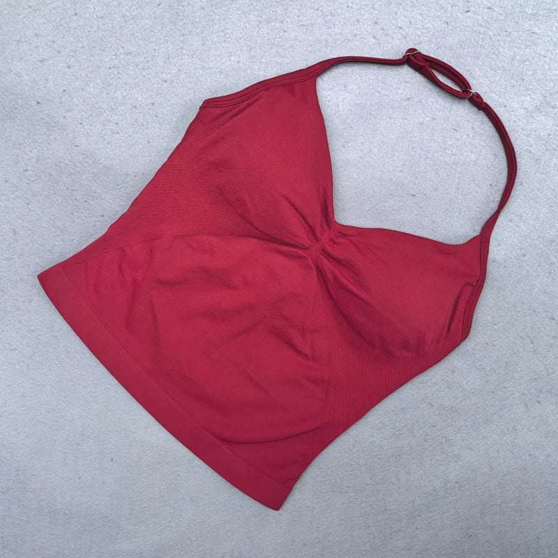 Adjustable Sports Strappy Top Women Backless Gym Top Built in Bra Yoga Clothing Sleeveless Shirts Workout Outfits Tank Top