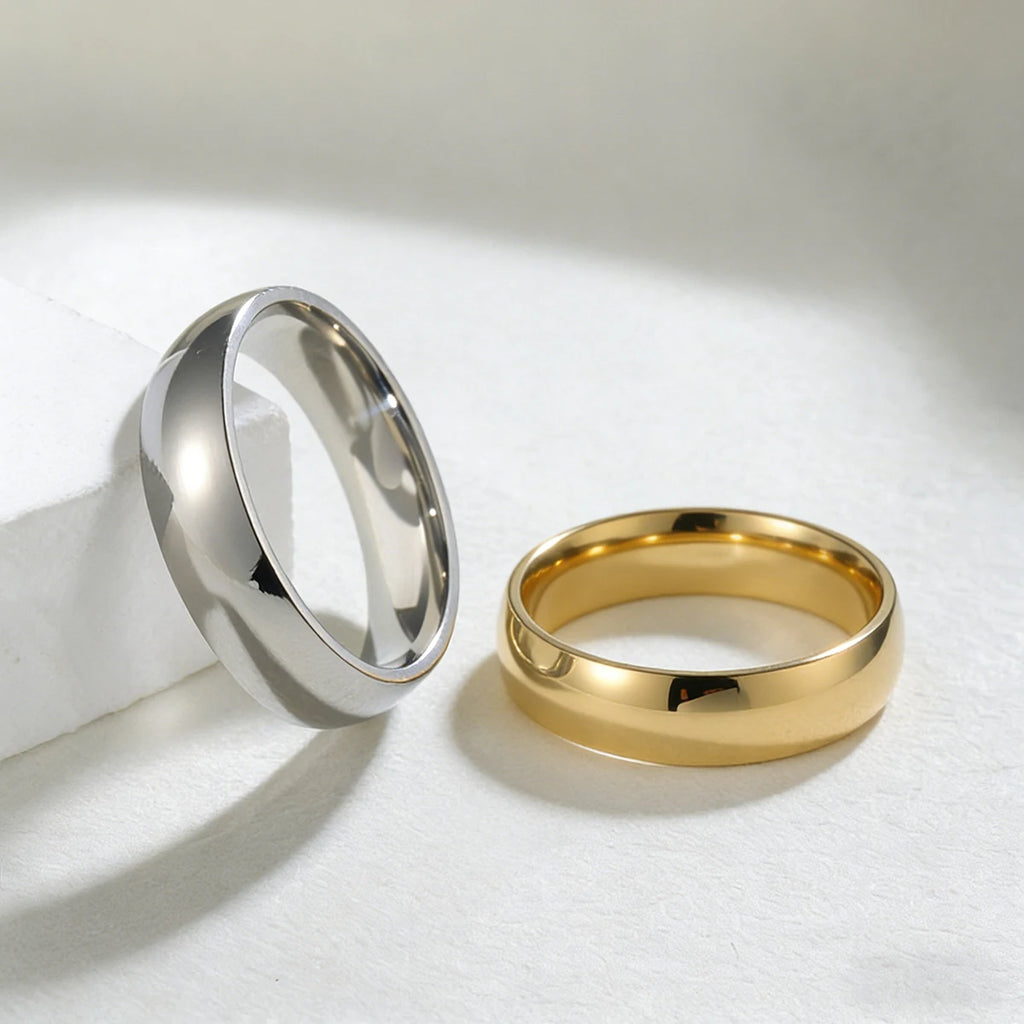 Classic Minimalism Stainless Steel 6mm Wide Ring for Men Women Fashion Waterproof Hypoallergenic Couple Wedding Jewelry Gift