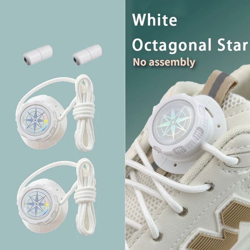 6pcs Set/1 Pair No-Tie Shoe Locks - Rotating Buckles for Sports and Outdoor Shoes - Unisex Quick-Adjust Design - Pre-Installed
