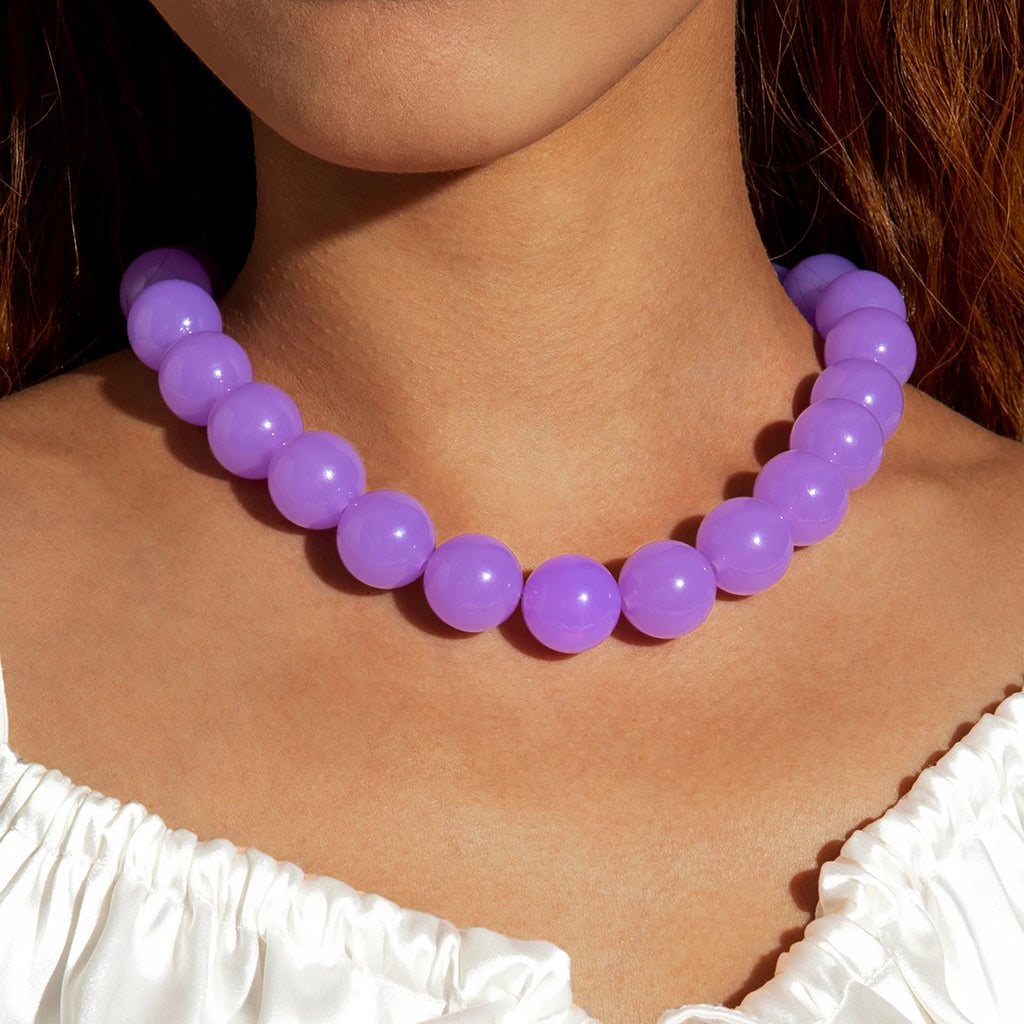 Docona Bohemia Bead Round Colourfulne Neckalce for Women Fashion Banquet Adjustable Geometric Holiday  Jewelry Party Gifts