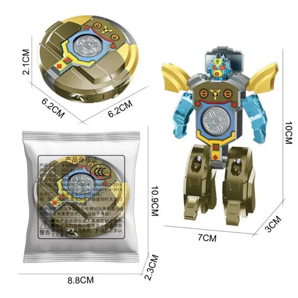 New creative decompression  drop resistant fingertip Rotational gyroscope mechanical deformation robot children's toy Boy Gift