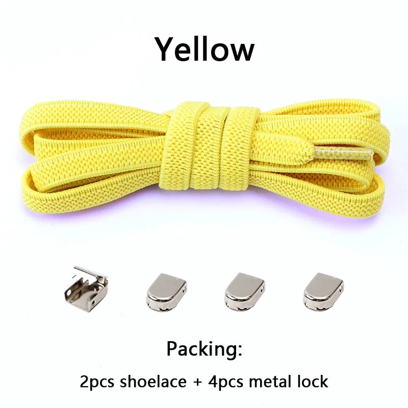 No Tie Shoe Laces Flat Elastic Shoelaces for Sneakers Tieless Shoelace Expand Shoestrings One Size Fits All Adult and Kids Shoes