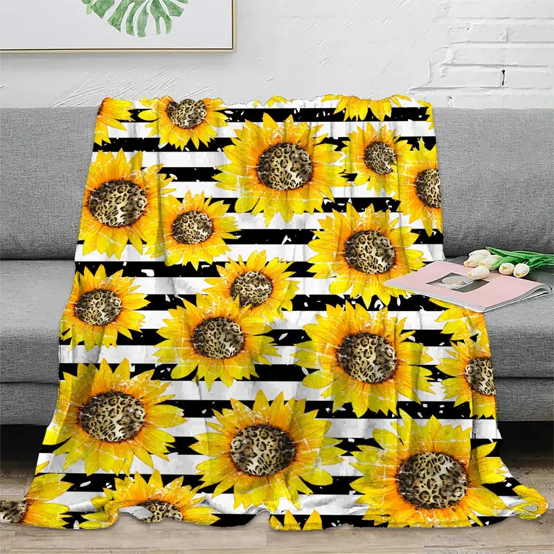 Sunflower Stripe Flannel Throw