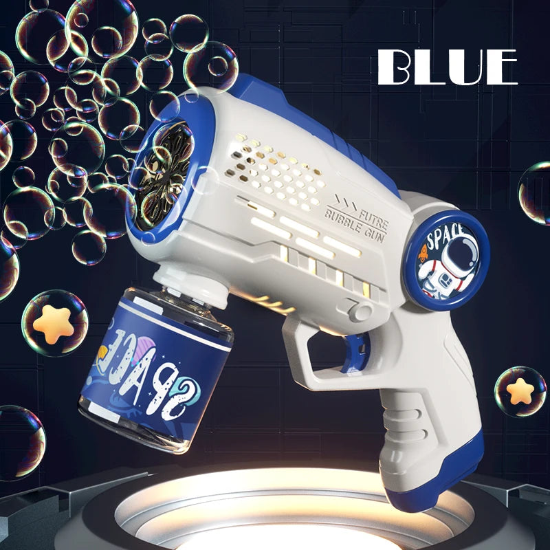 Electric Space Soap Bubble Gun Automatic Bubble Machine Maker Lights Astronaut Outdoor Games Park Toys for Kids Children's Gift