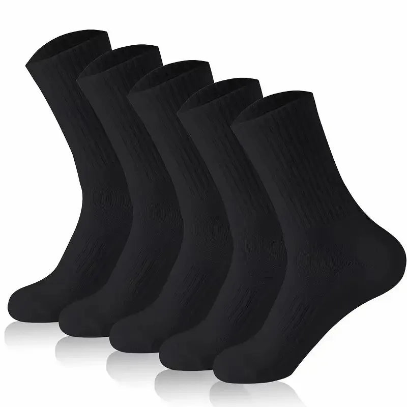 20Pairs Pure Cotton Men's High Socks Classic Black White Breathable Sweat-Absorbent Warm Elastic Sports Socks