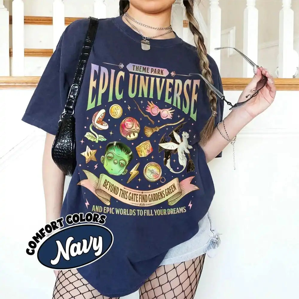 Vintage Epic Universe Fan Comfort Unisex Tee Cotton Shirt Fantasy Funny Family Theme Park Trip Orlando Park Y2K Top Streetwear