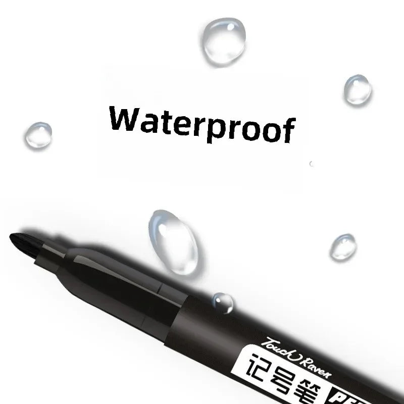 6PCs/Set Permanent Marker Pen Fine Point Waterproof Markers Thin Nib Crude Nib Black Blue Red Ink 1.5mm Fine Color Marker Pens