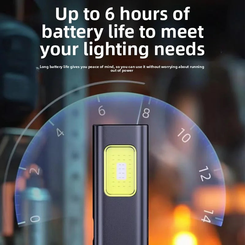 Portable Rechargeable Mini LED Keychain Flashlight 800LM Magnetic Pocket Torch Light for Work, Camping, Emergency, Car Use